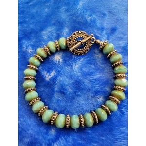 New Beautiful Handcrafted Teal Green Stone Bracelet